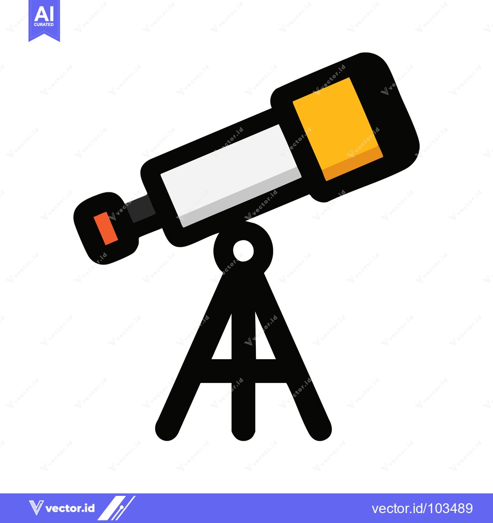 Premium Vector dari Boldly Outlined Telescope Icon on Tripod, a Modern Graphic for Astrono