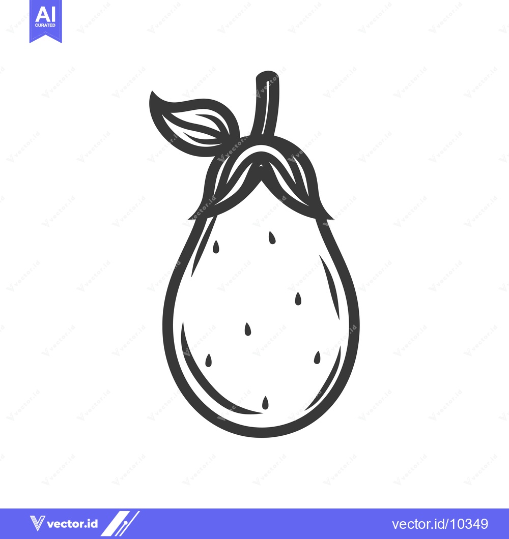 Premium Vector of A Black and White Illustration of a Single Eggplant