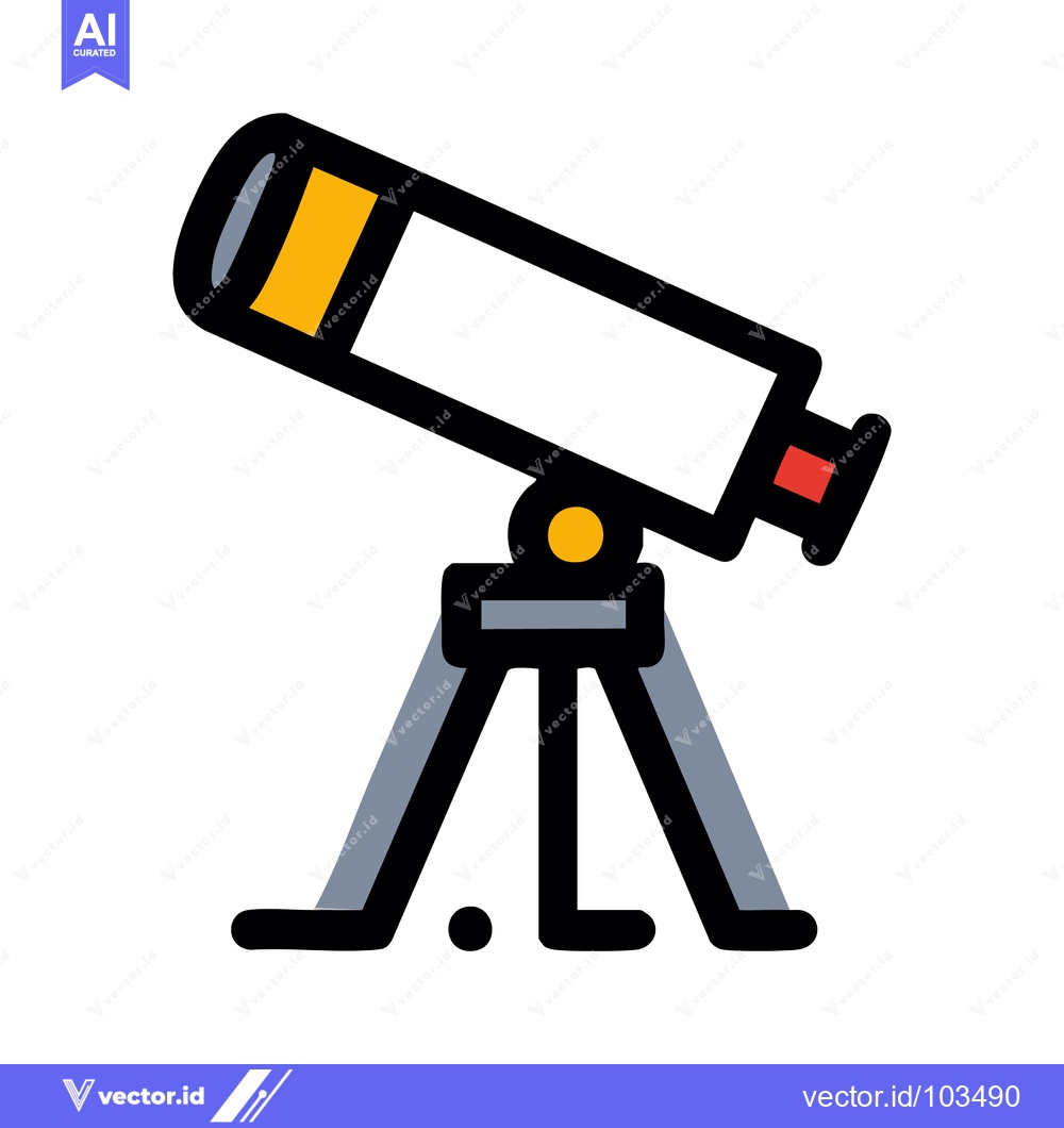 Premium Vector dari Stylized Flat Design Telescope on Tripod for Astronomy and Exploration