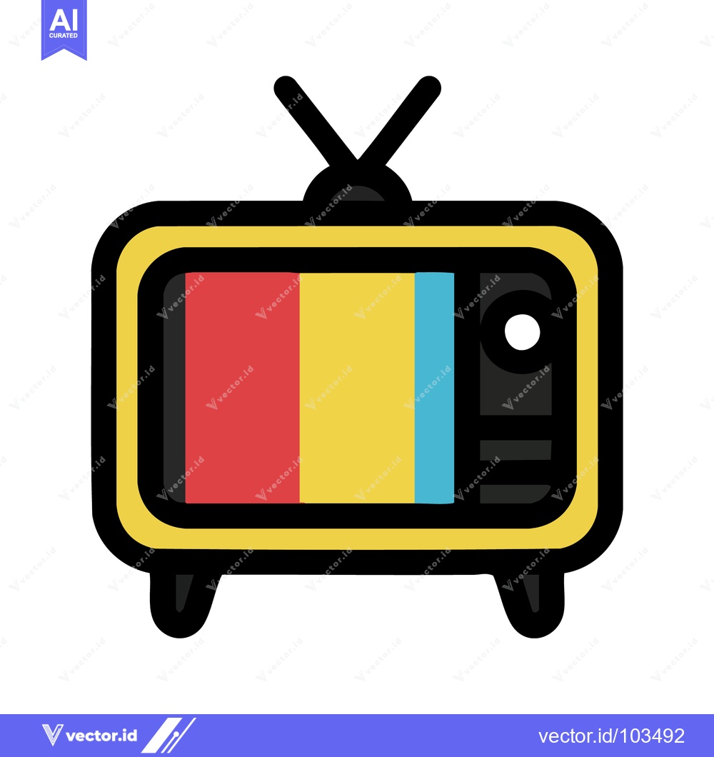 Premium Vector dari Vibrant Retro Television Icon with Colorful Test Pattern Screen and An