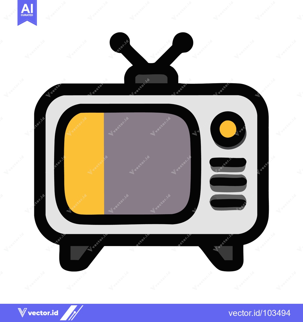 Premium Vector dari Retro Television Icon with Antenna and Screen Display
