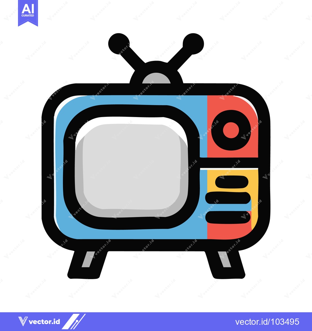 Premium Vector dari Retro Television Icon with Antenna and Colorful Accents