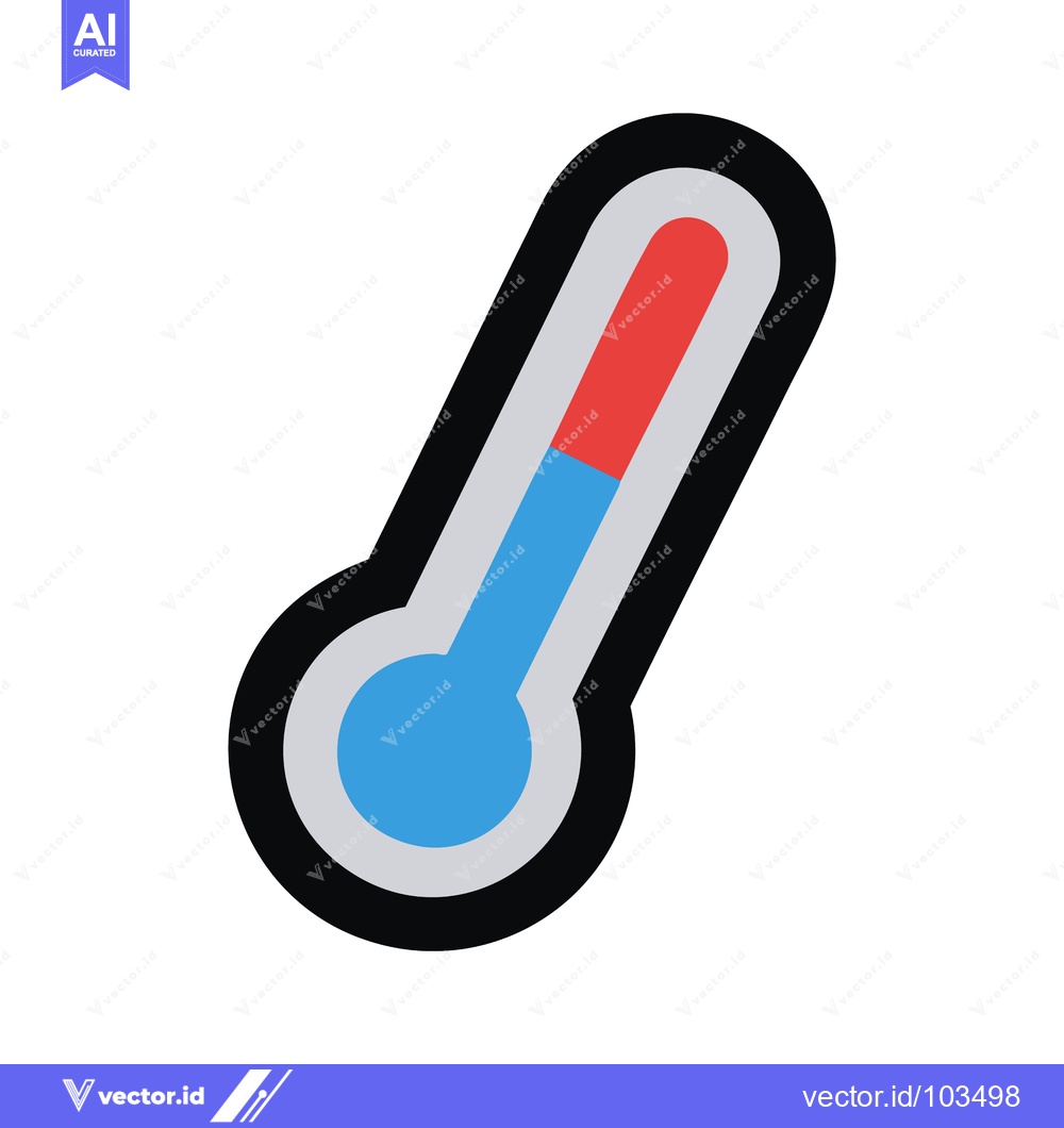 Premium Vector dari Vibrant Flat Design Thermometer Icon with Red and Blue Temperature Sca
