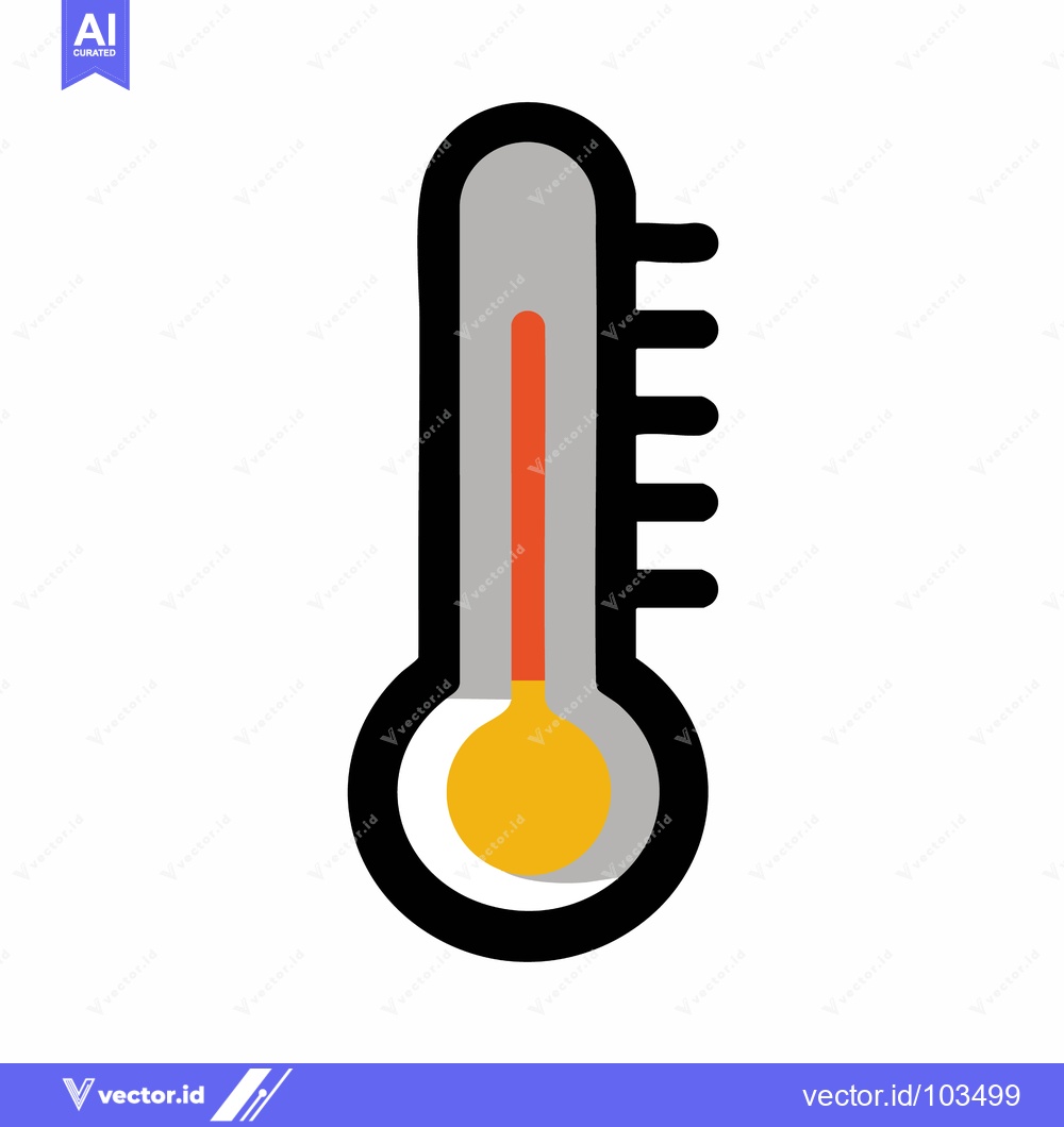 Premium Vector dari Boldly Outlined Thermometer Icon Showing a Warm Orange Reading