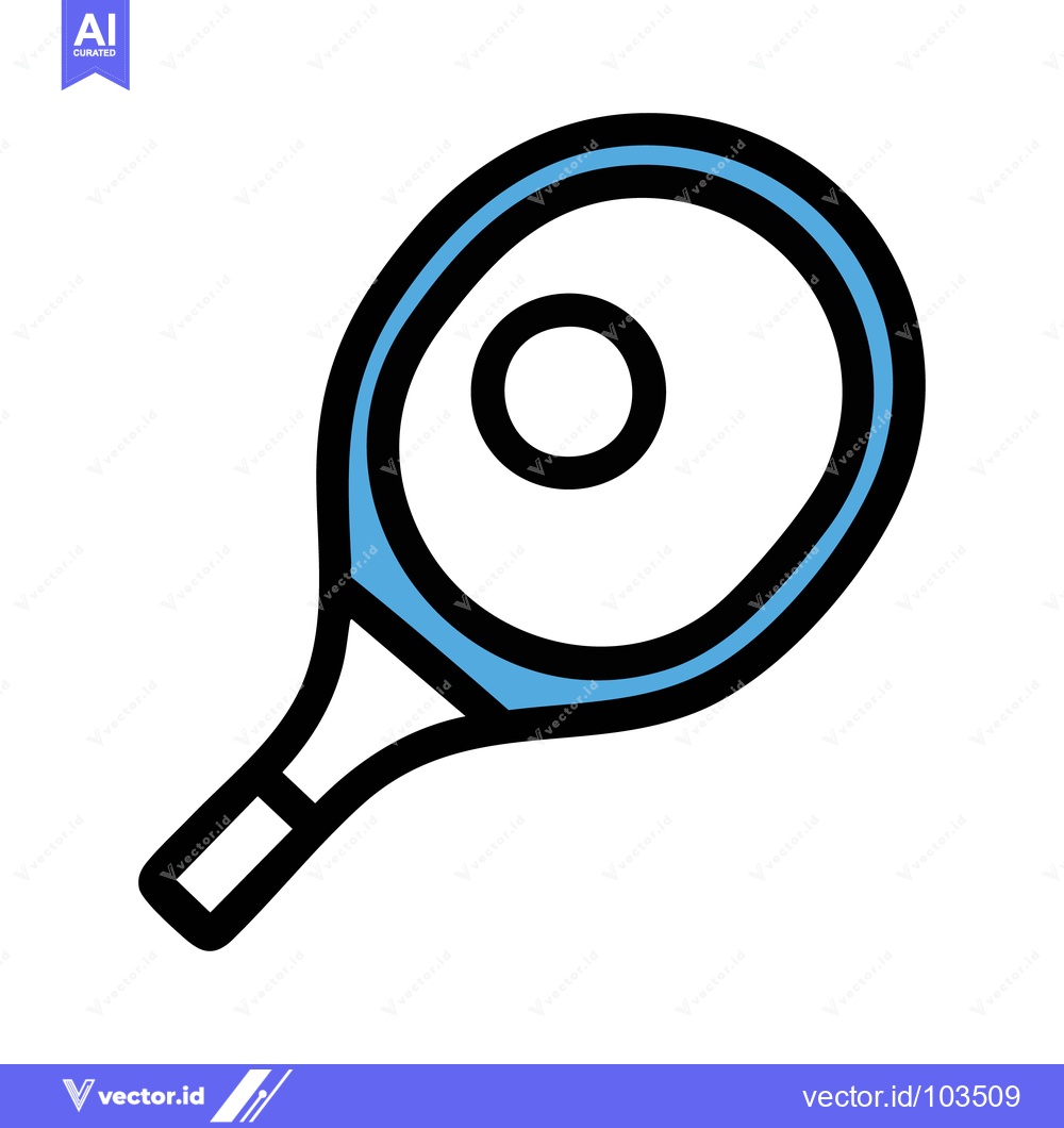 Premium Vector dari Simple Line Art Tennis Paddle Icon with Light Blue Accent