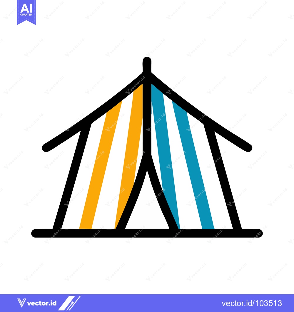 Premium Vector dari Colorful Tent Icon: Modern Camping Shelter with Bold Lines and Contras