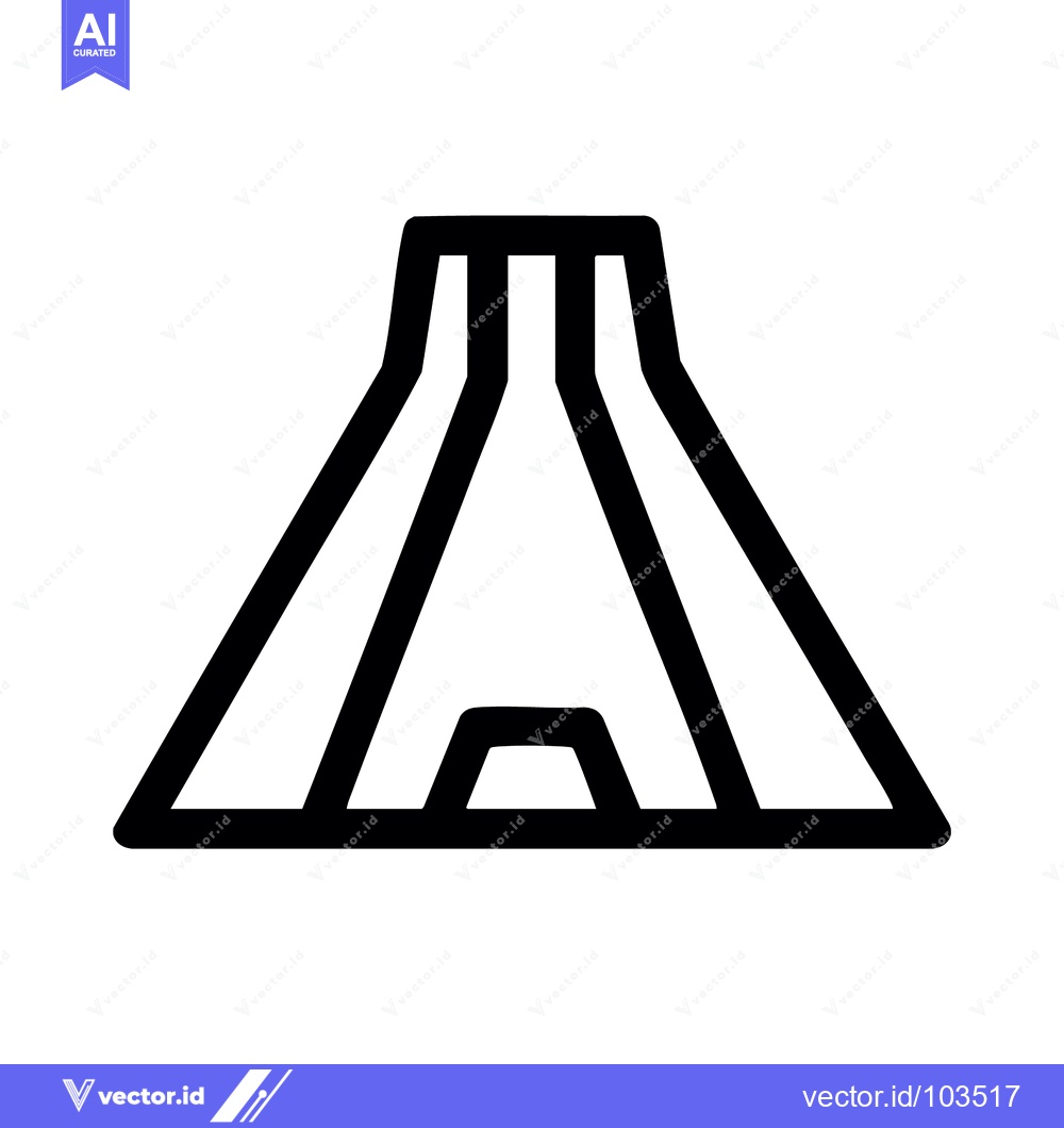 Premium Vector dari Bold Black Line Art Icon of a Stylized Volcano or Tent