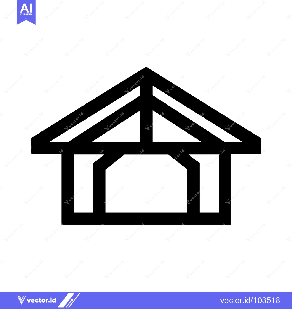 Premium Vector of Geometric Timber Frame Gazebo Icon in Bold Black Lines