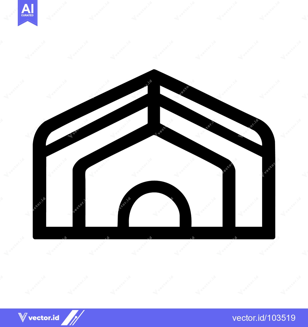 Premium Vector of Bold Black Line Art: Abstract House Icon with Layered Roof and Archway