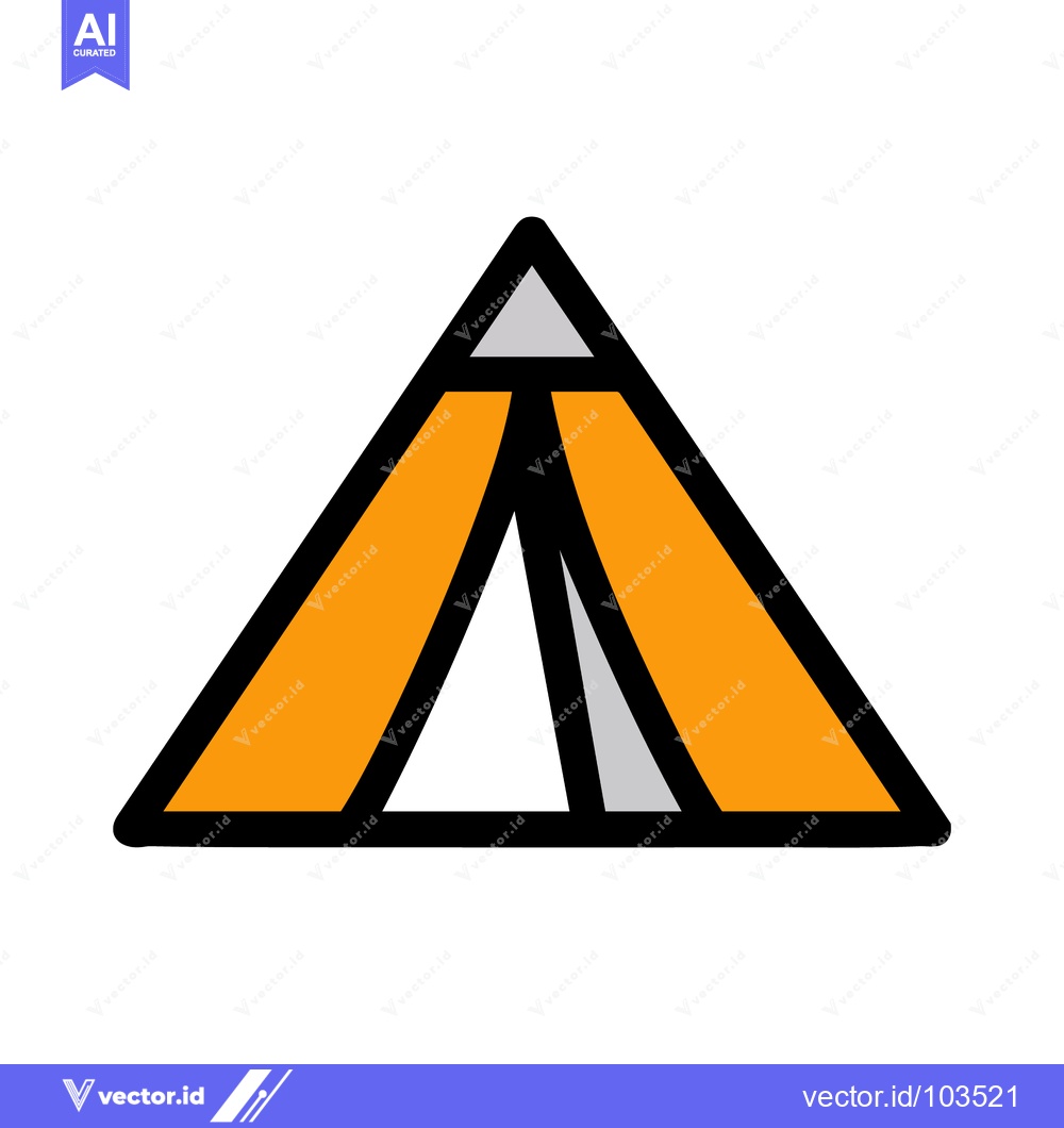Premium Vector of Simple, Flattened Orange and White Camping Tent Icon