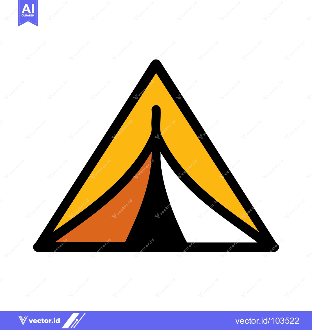 Premium Vector dari Stylized Camping Tent Icon with Bold Outline and Color Blocking