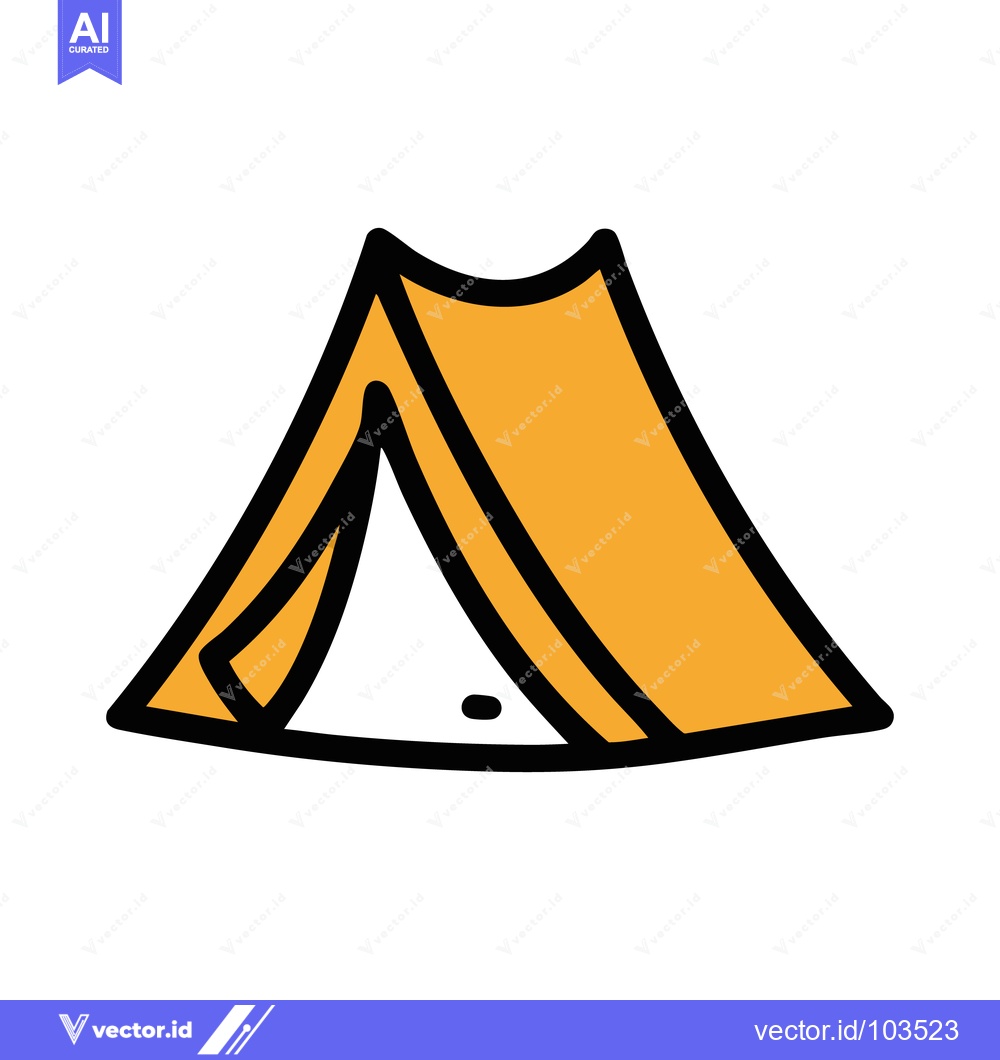 Premium Vector of Boldly Outlined Orange A-Frame Tent: A Simple Camping Icon