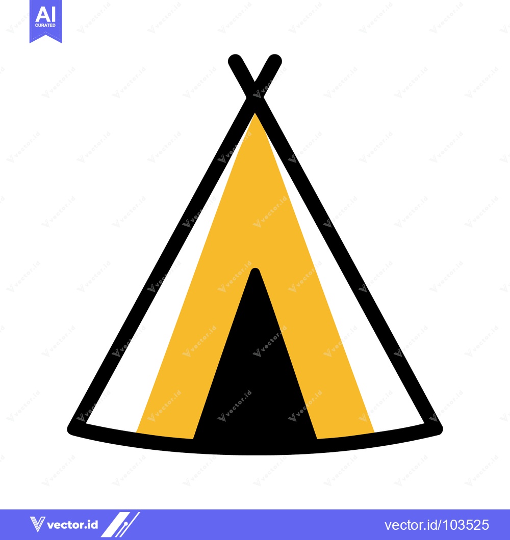 Premium Vector of Bold Yellow and Black A-Frame Tent Icon, Minimalist Camping Graphic