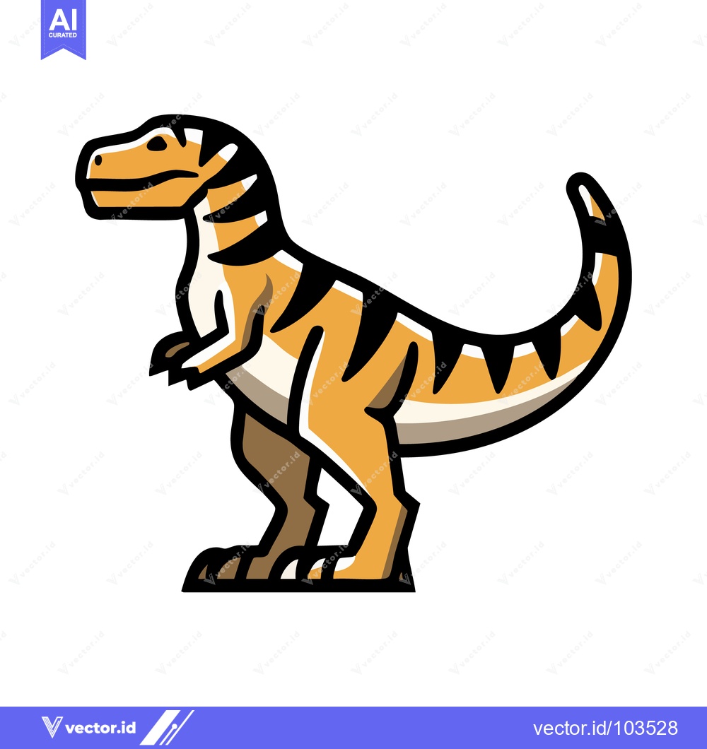 Premium Vector dari Stylized Tyrannosaurus Rex Illustration: Cartoon Dinosaur on White Bac