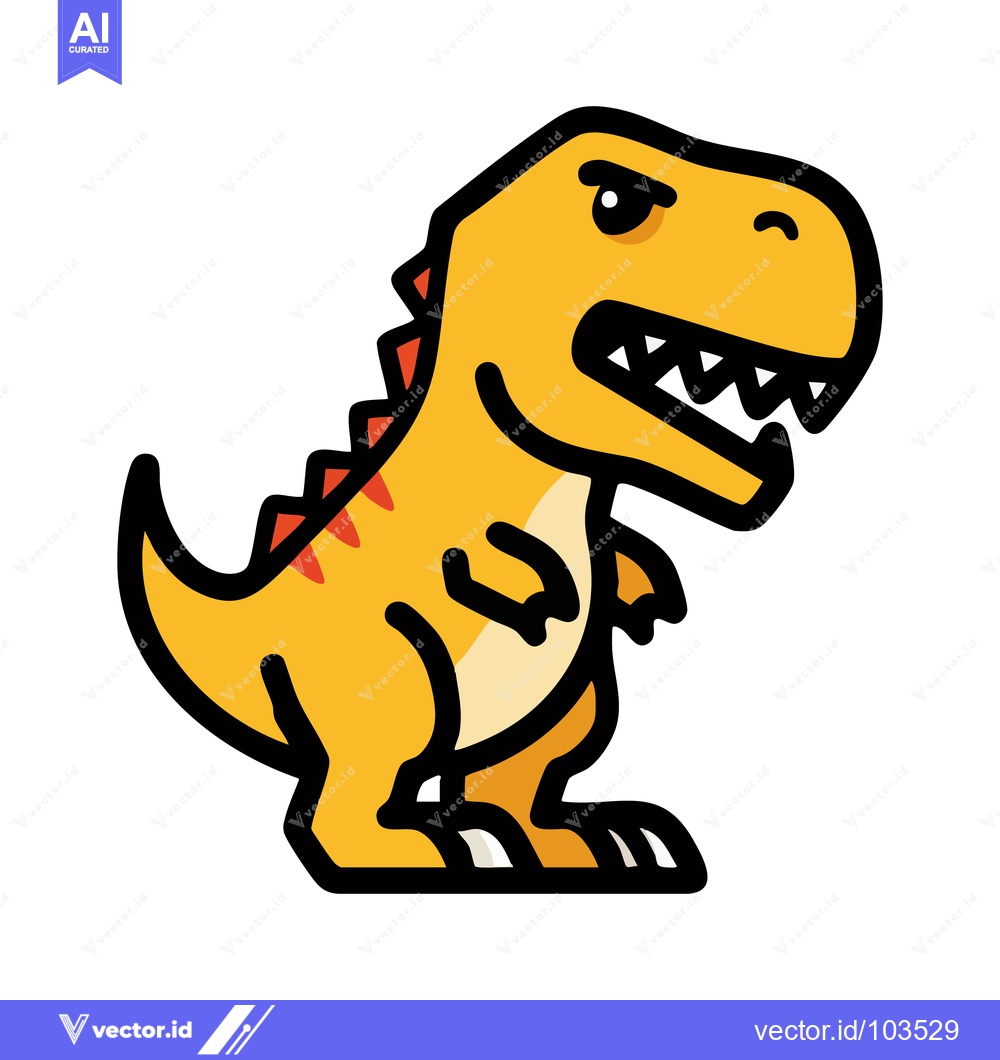 Premium Vector of Cute, Angry Tyrannosaurus Rex Cartoon Illustration
