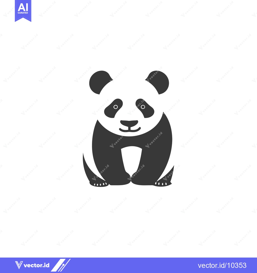 Premium Vector dari A Black and White Illustration of a Sitting Panda
