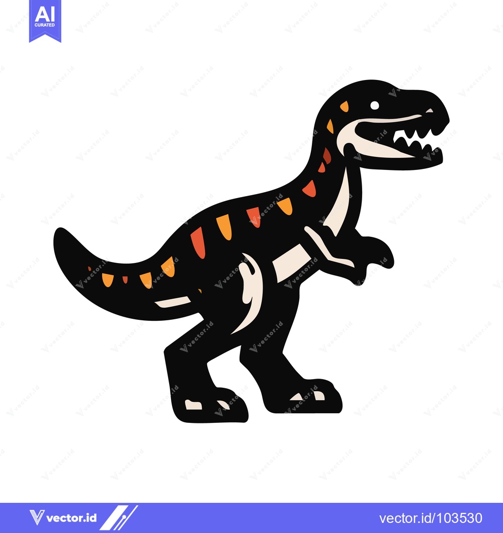 Premium Vector of Fierce Black T-Rex Graphic with Bold Lines and Fiery Orange Markings