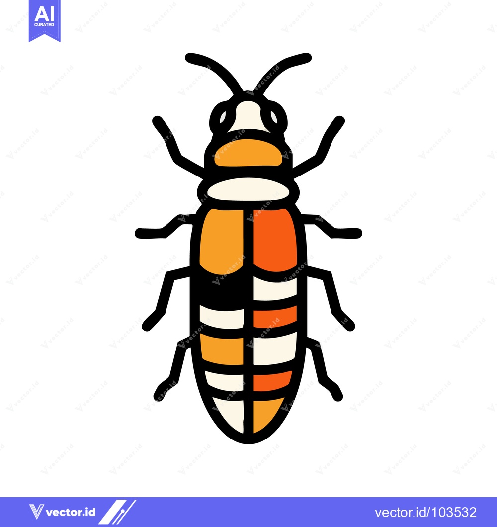 Premium Vector of Vibrant Stylized Insect Icon with Bold Orange and White Geometric Patt