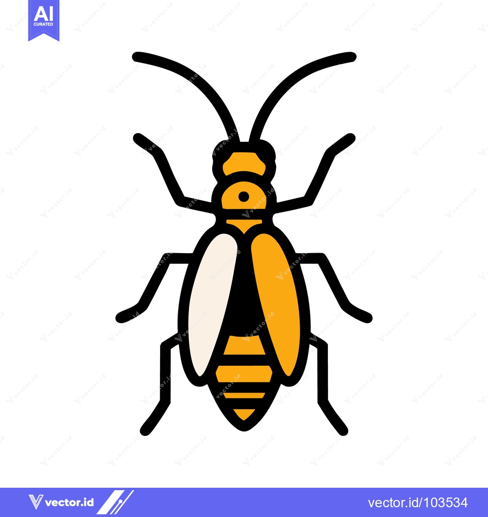 Premium Vector dari Stylized Insect Illustration: Vector Graphic of a Bee-like Bug on Whit