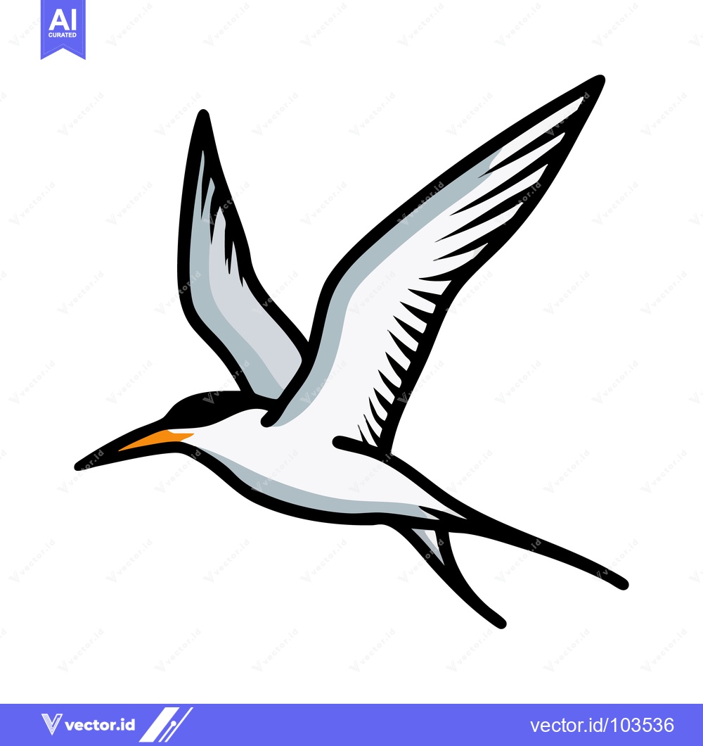 Premium Vector dari Stylized Bird in Flight: Vector Illustration on White Background.