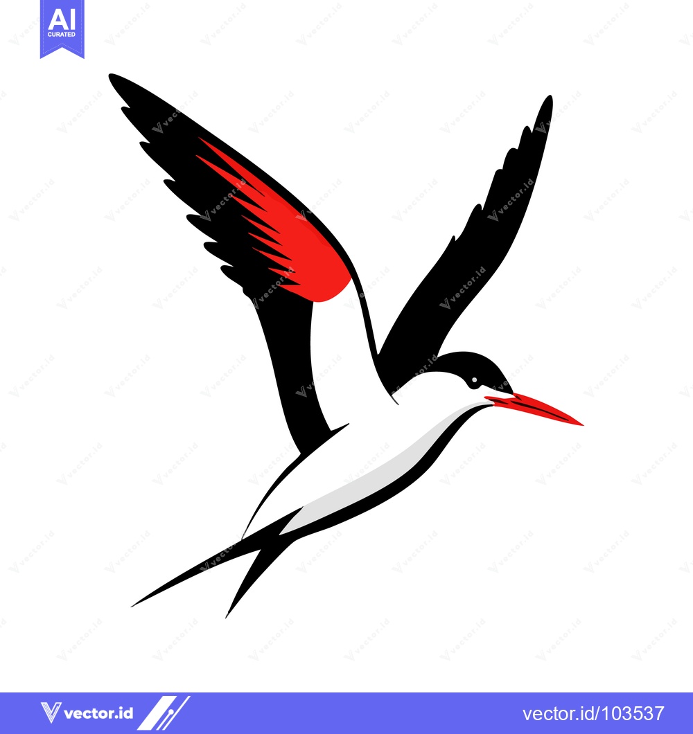 Premium Vector dari Dynamic Soaring Tern with Striking Red and Black Wing Markings