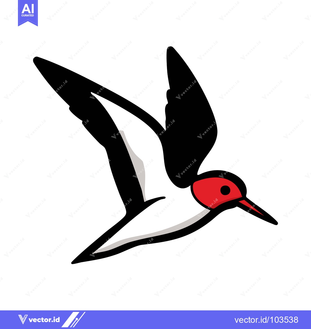 Premium Vector of Boldly Outlined Red-Headed Bird in Dynamic Flight, a Minimalist Graphi