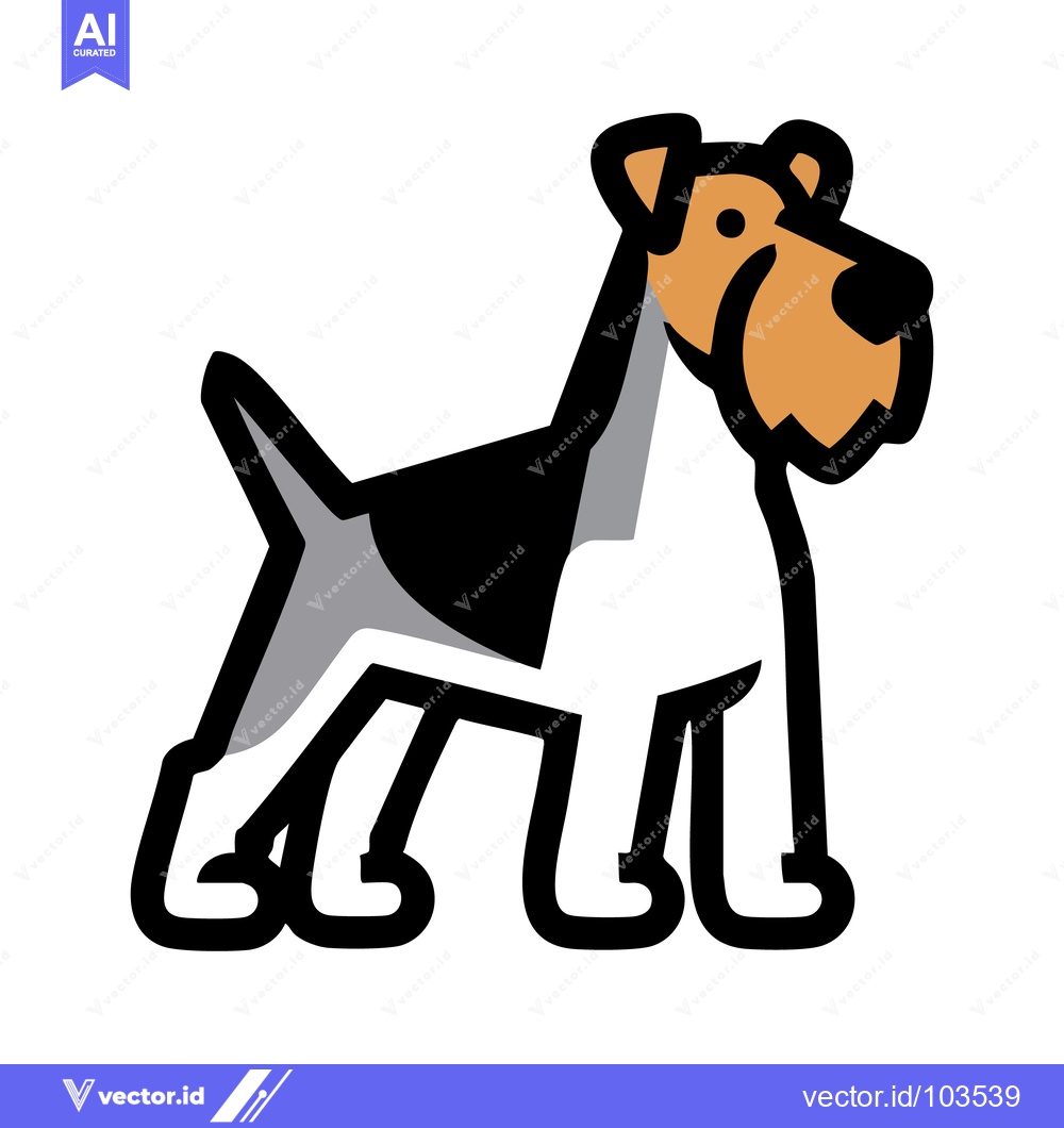 Premium Vector dari Stylized Wire Fox Terrier Dog Illustration with Bold Black Outline