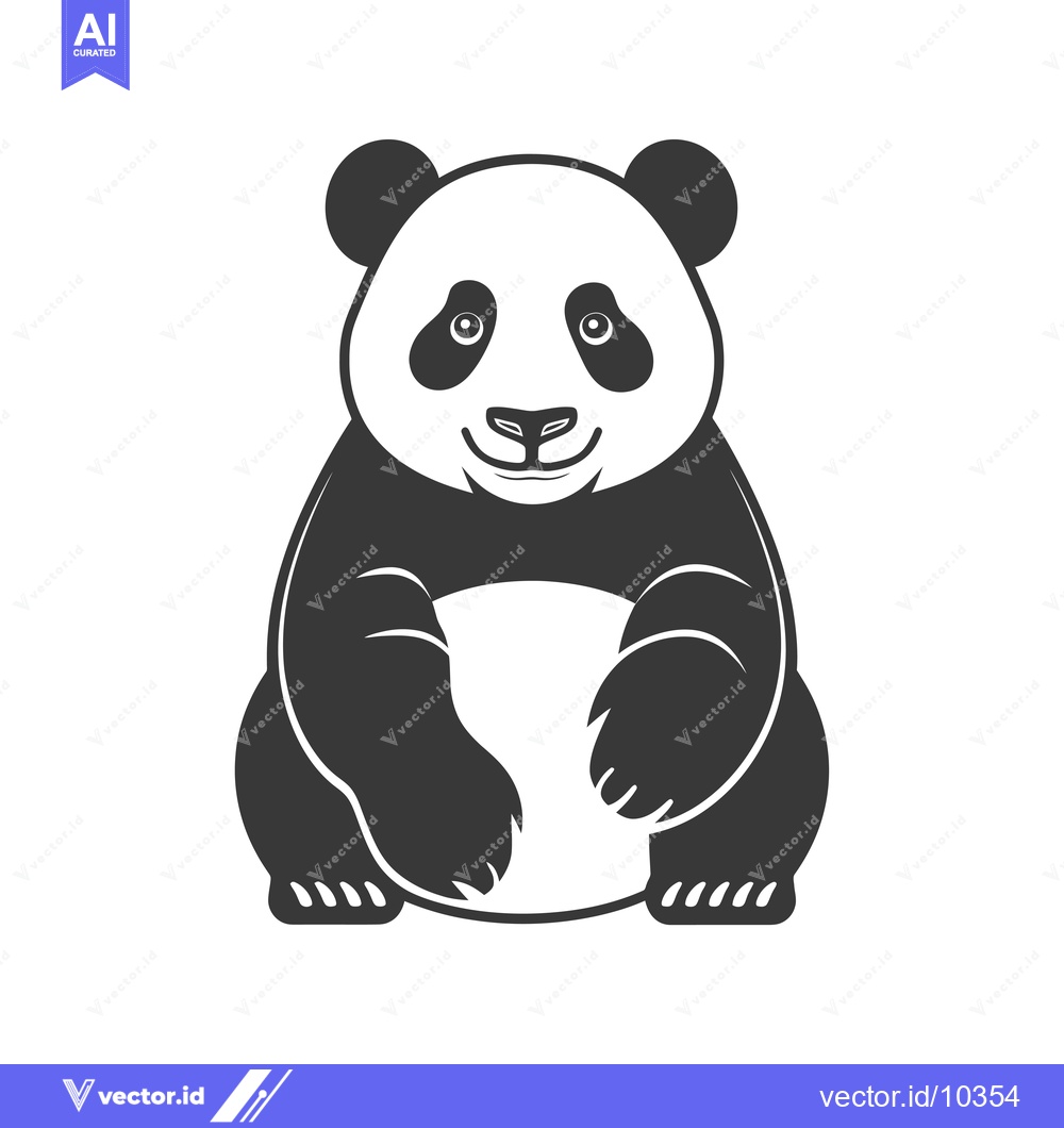 Premium Vector dari A Black and White Illustration of a Sitting Panda Bear
