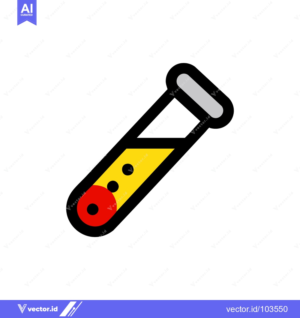 Premium Vector of Angled test tube icon with yellow plasma and red blood cells