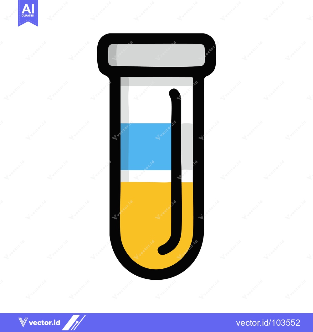 Premium Vector dari Layered Liquid in Test Tube: Science Experiment Icon with Bold Outline