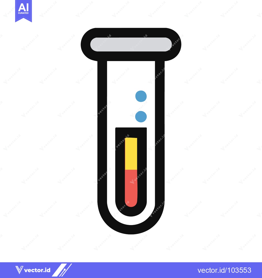 Premium Vector of Bold Outline Test Tube Icon with Colorful Bubbling Chemical Sample