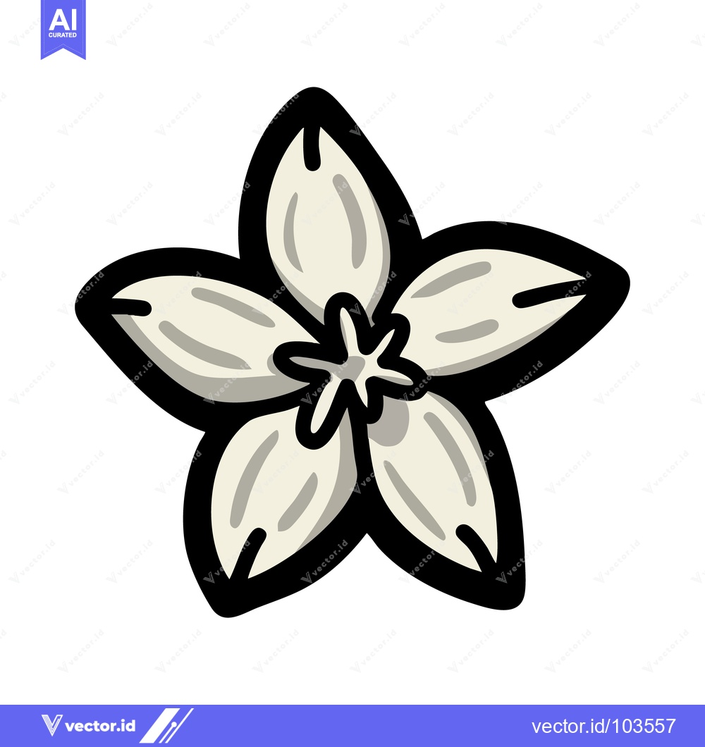 Premium Vector of Stylized Creamy Vanilla Flower with Bold Graphic Outline