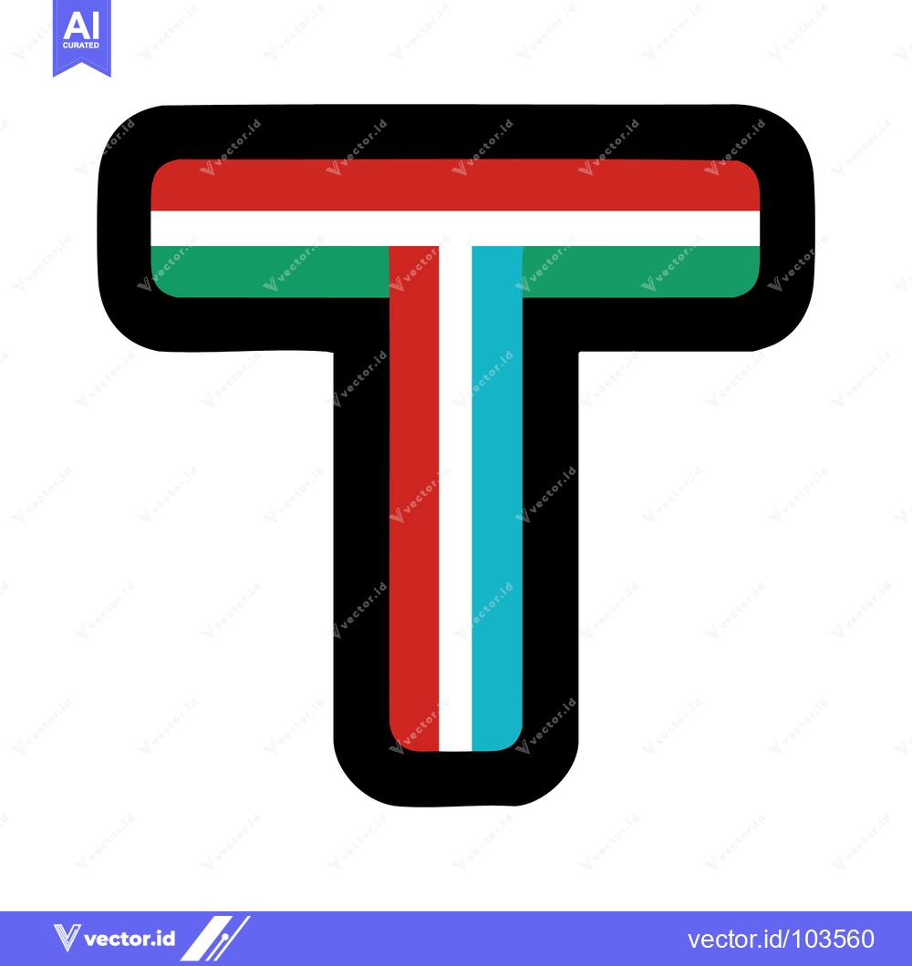 Premium Vector dari Stylized Letter "T" with Flag-Inspired Colors