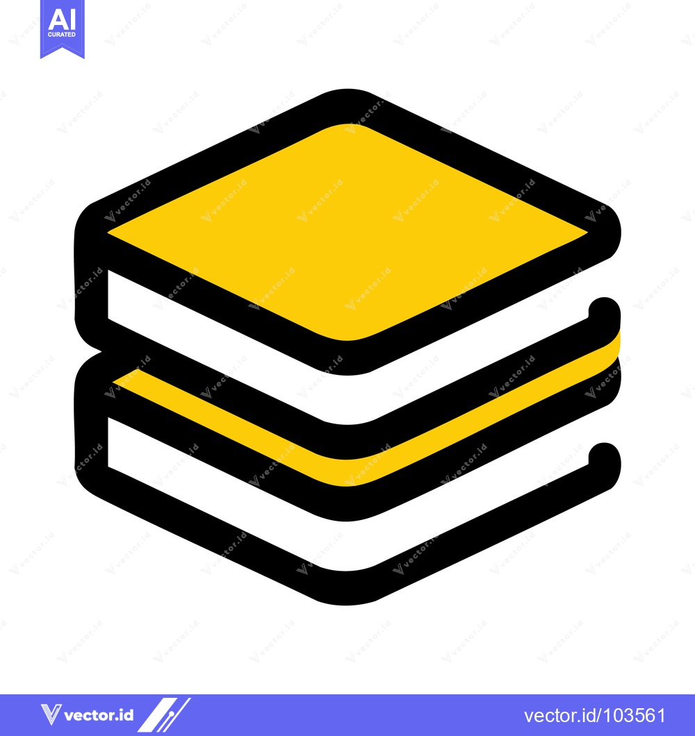 Premium Vector dari Bold Isometric Icon of Two Stacked Yellow Books with Rounded Lines