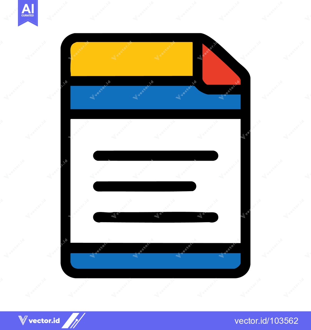 Premium Vector of Boldly Outlined Document Icon with Vibrant Primary Color Headers and a