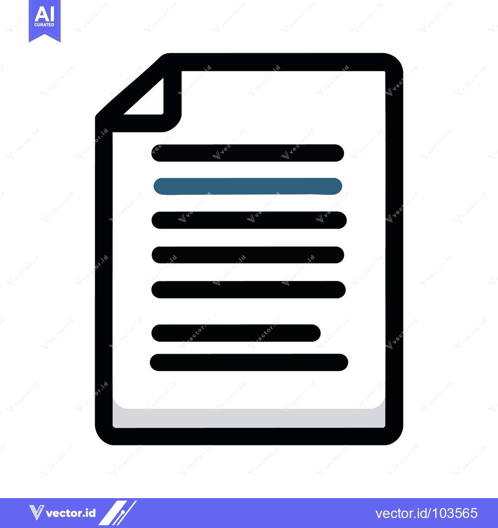 Premium Vector dari Bold Black Outline Document Icon: Minimalist Flat Design with Teal Hig