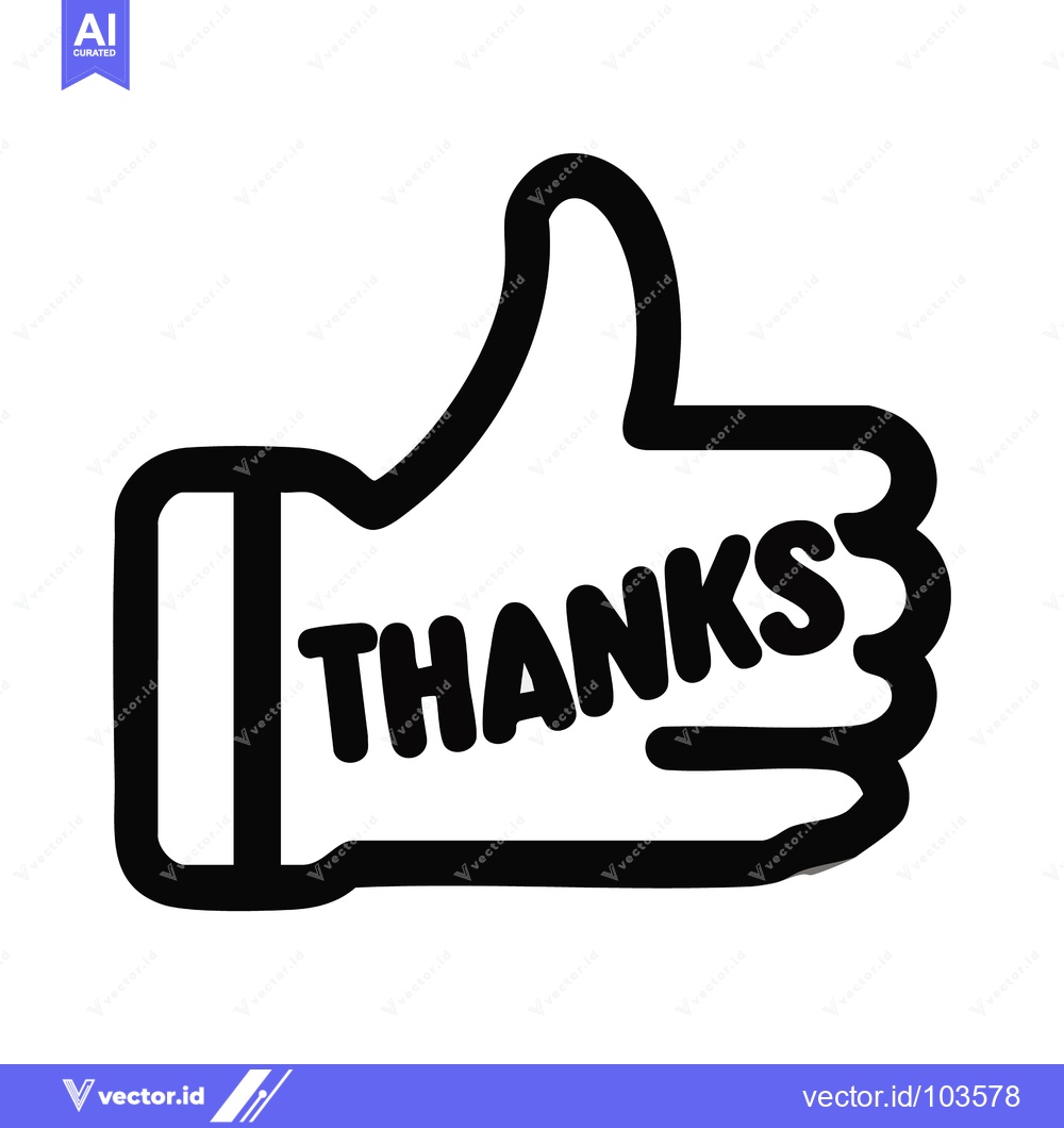 Premium Vector dari Expressive Hand-Drawn Thumbs Up Icon with 'Thanks' Lettering