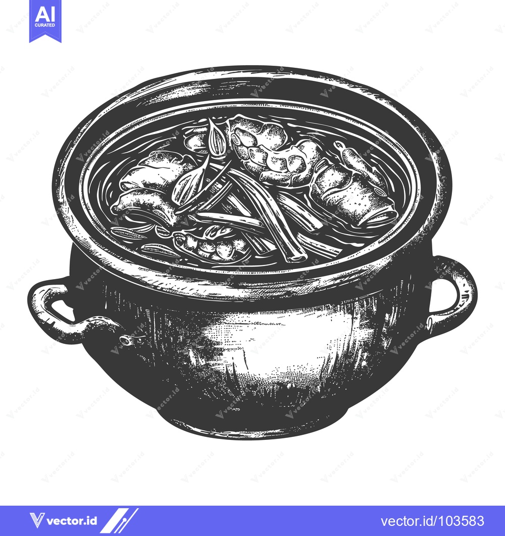 Premium Vector of A vintage illustration of a pot full of cooked food