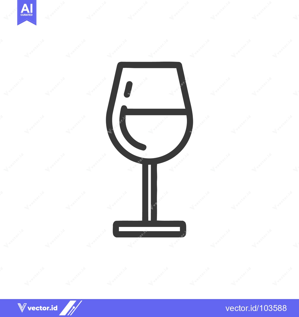 Premium Vector dari Minimalist Wine Glass Icon: Clean Line Art on White Background