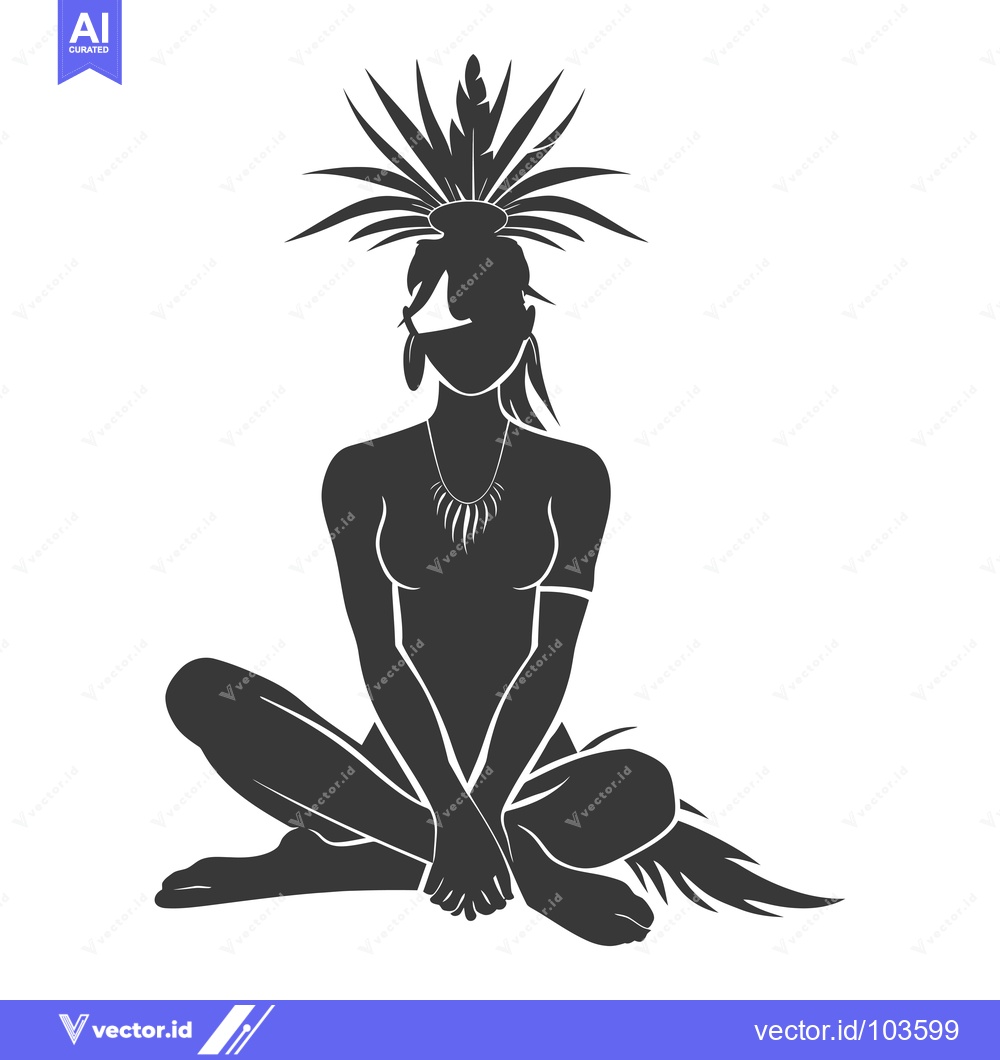 Premium Vector dari Sitting Native American Woman with Elaborate Headwear