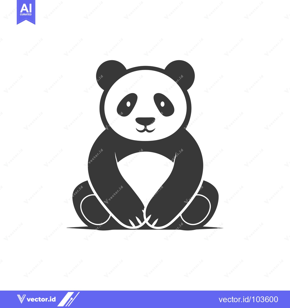 Premium Vector dari Sitting Panda Bear with Black and White Fur