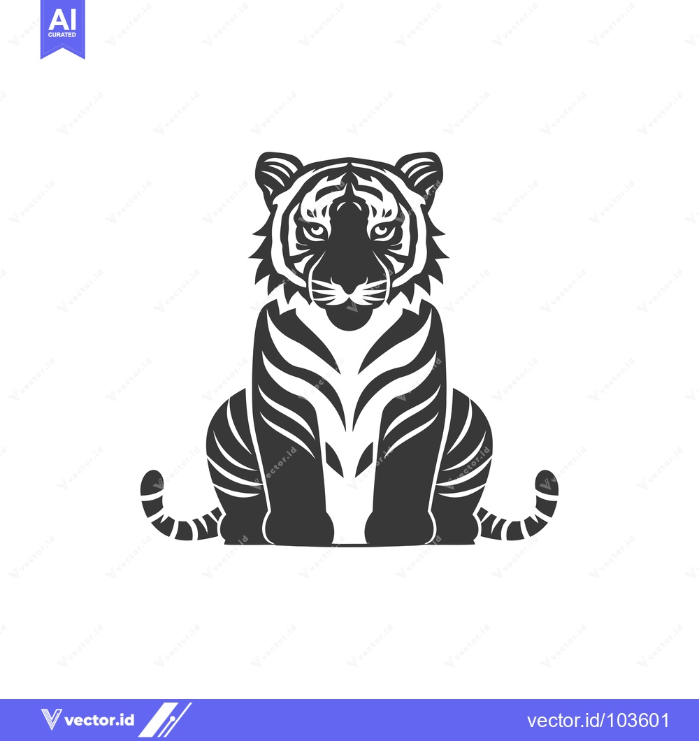 Premium Vector dari Sitting Tiger with Striped Pattern and Curved Tail