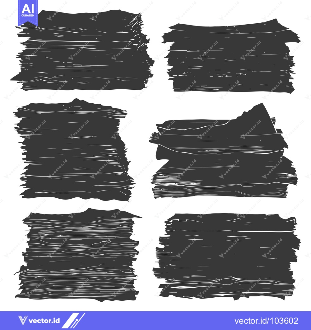 Premium Vector of Six Abstract Black and White Brushstrokes