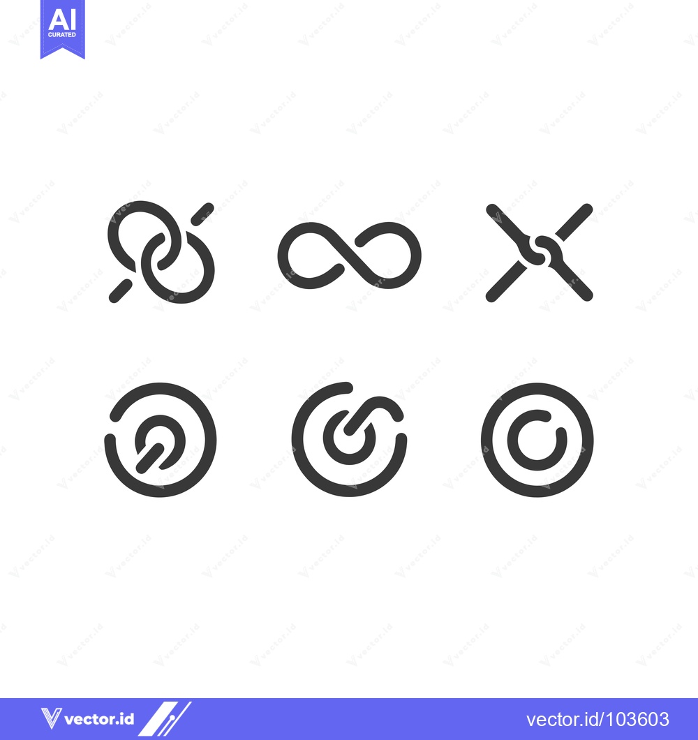 Premium Vector of Six Abstract Geometric Symbols with Interlocking Rings