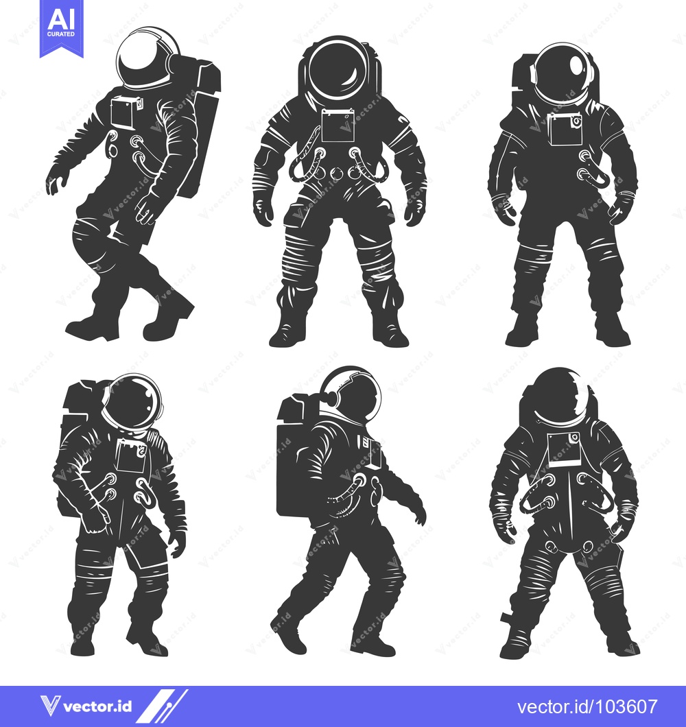 Premium Vector of Six Astronauts in Space Suits with Various Poses