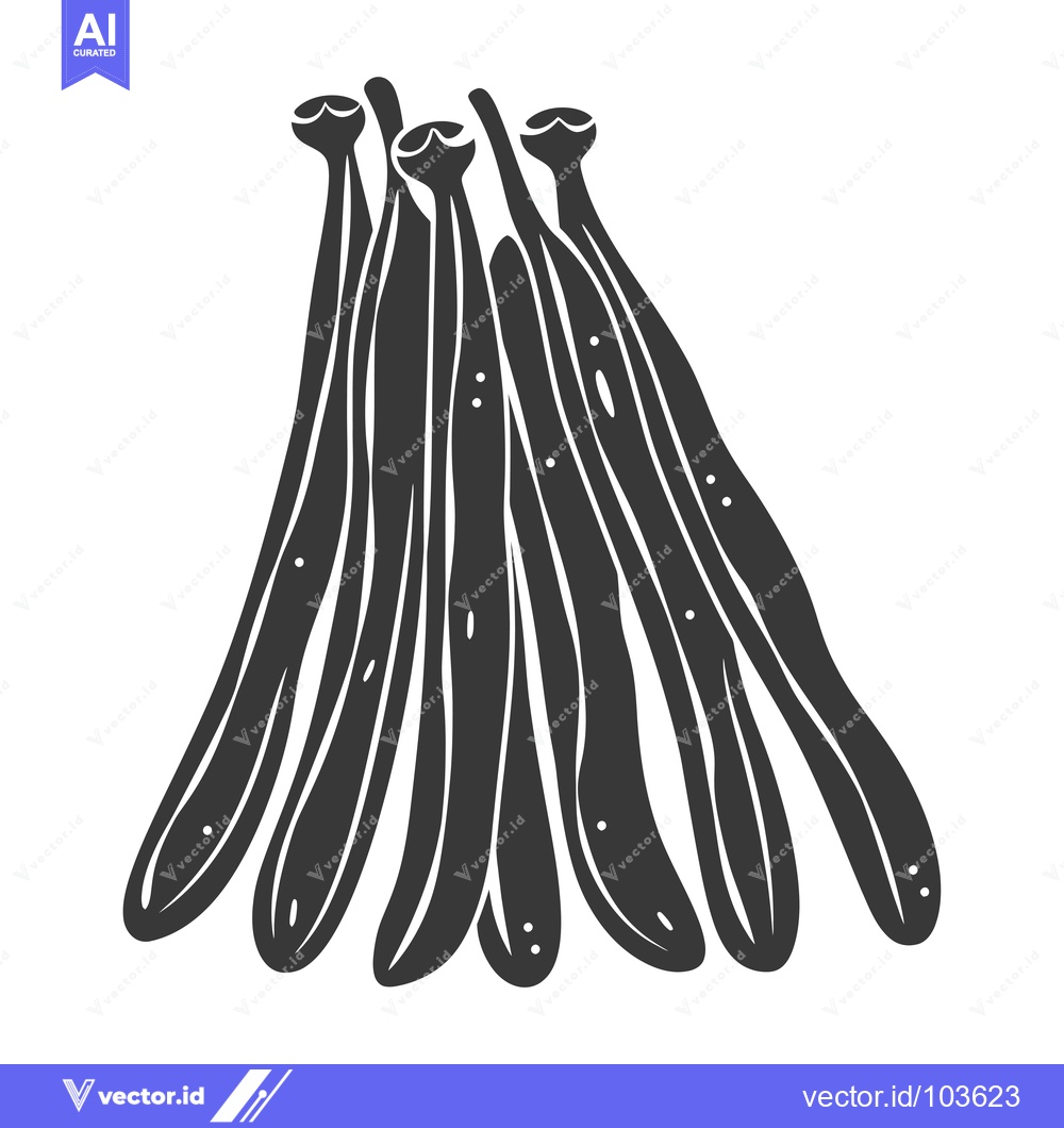 Premium Vector of Six Black and White Pods of Vanilla Beans