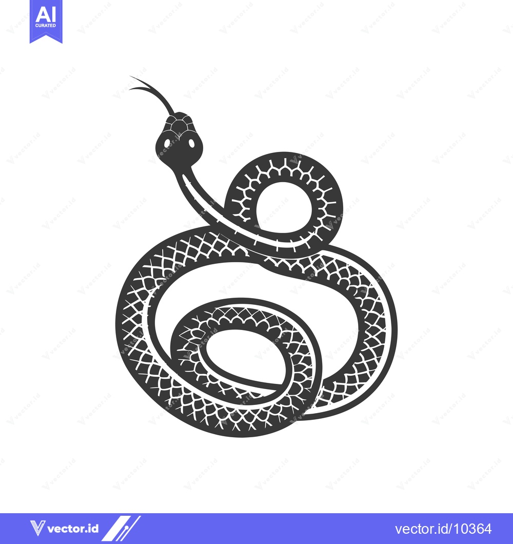 Premium Vector dari A Black and White Illustration of a Snake Coiled in a Circle