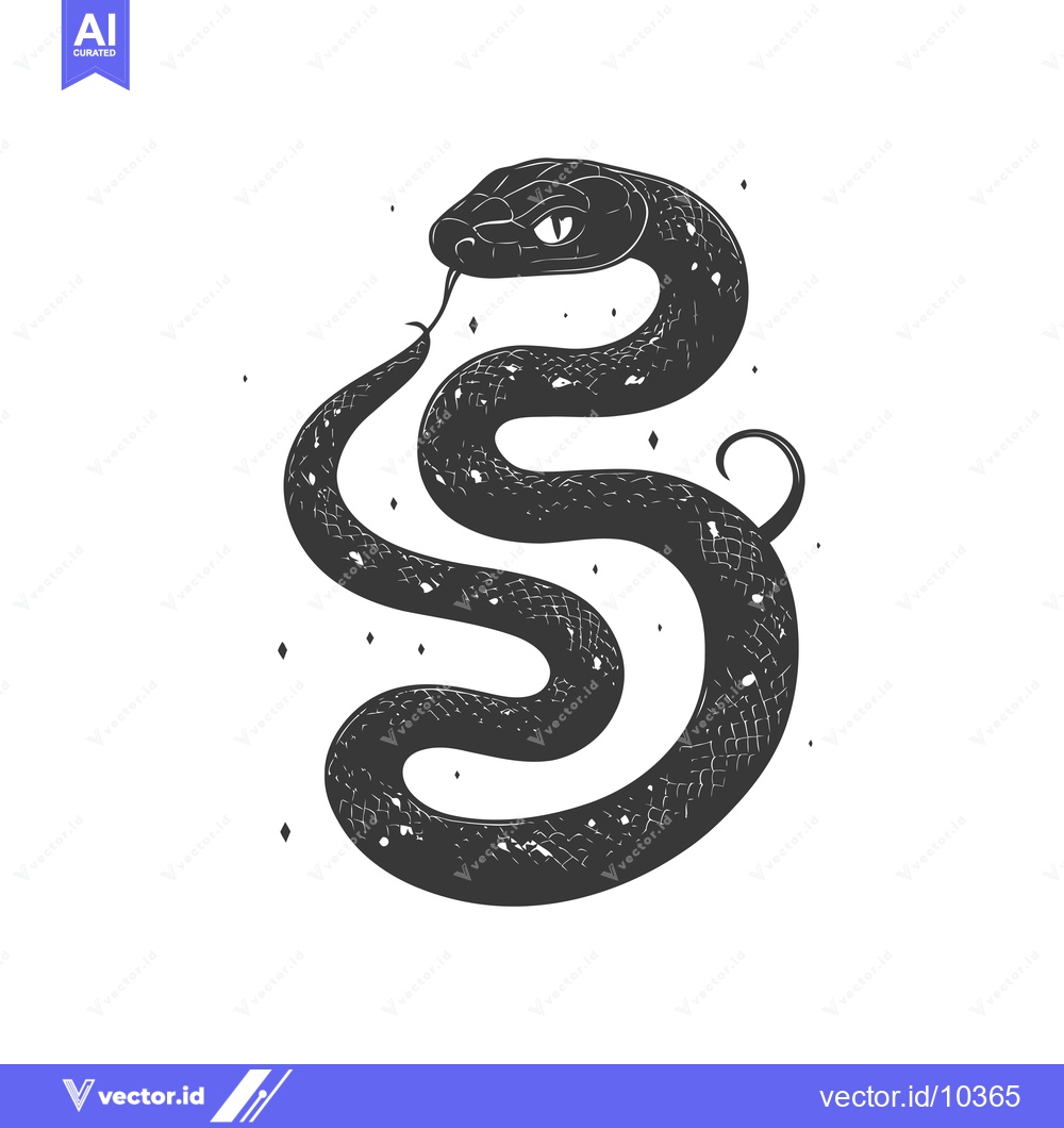 Premium Vector dari A Black and White Illustration of a Snake Coiled in an S Shape