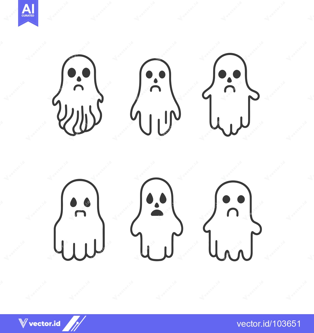 Premium Vector of Six Cartoon Ghosts With Different Facial Expressions