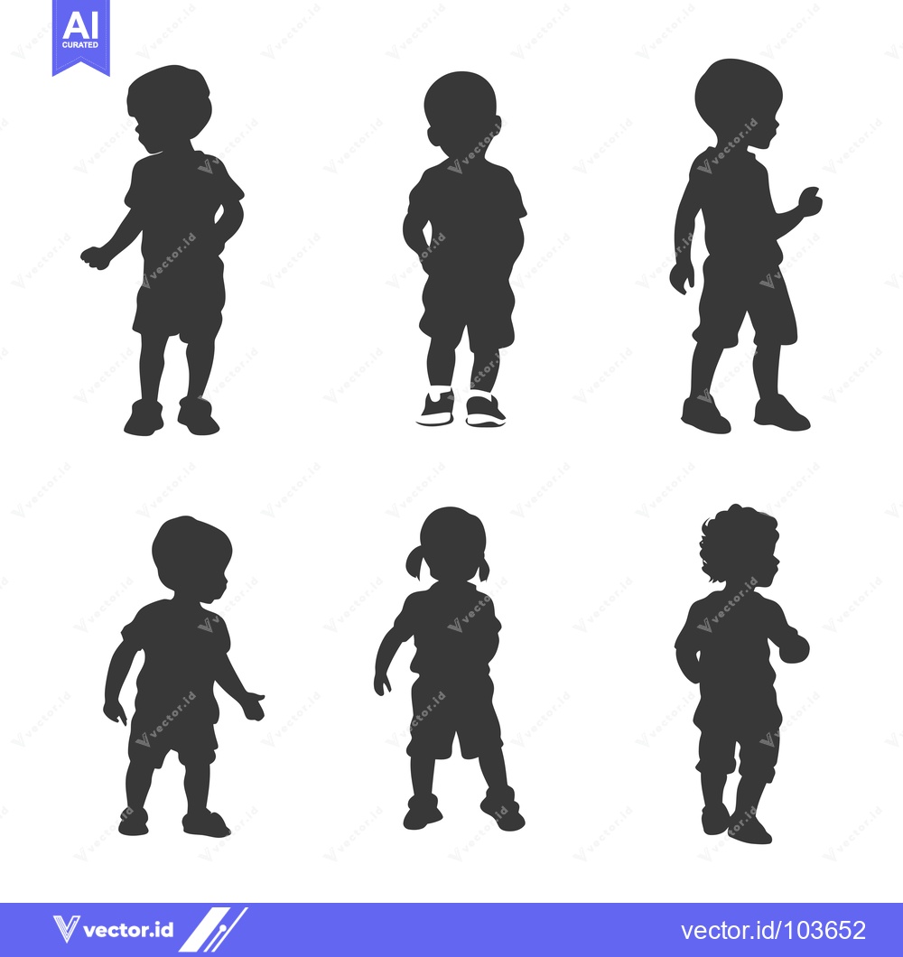 Premium Vector of Six Children Silhouettes Standing in Various Poses